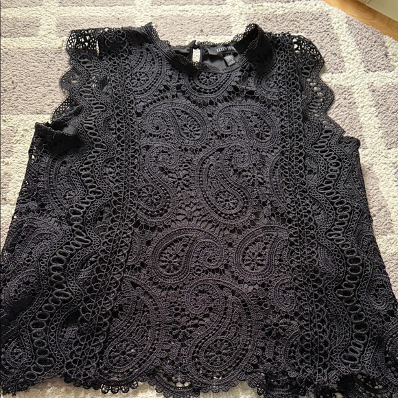 Ellen Tracy Black Lace Blouse - Picture 1 of 3